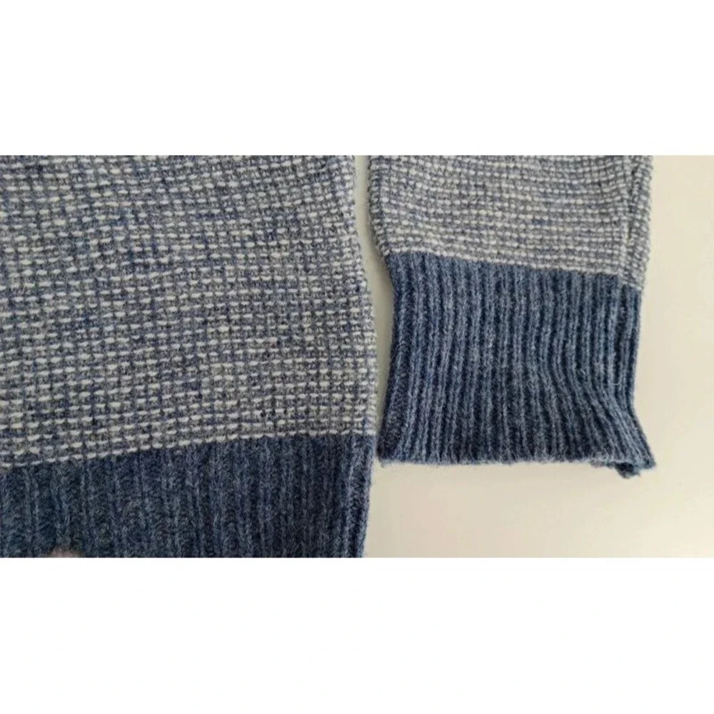 J.Crew XL 100% Lambswool Sweater Blue Gray Textured Knit Dolman Boatneck